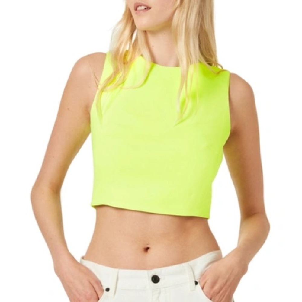 French Connection Neon Whisper Crop Top Yellow/Green 🔆🍀